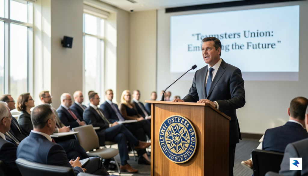 A photograph of Teamsters President Sean O&rsquo;Brien speaking at a&hellip;