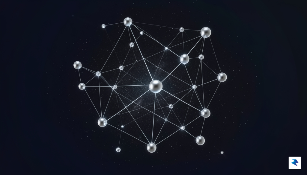 A professional, minimalist digital rendering of a complex, interconnected network&hellip;