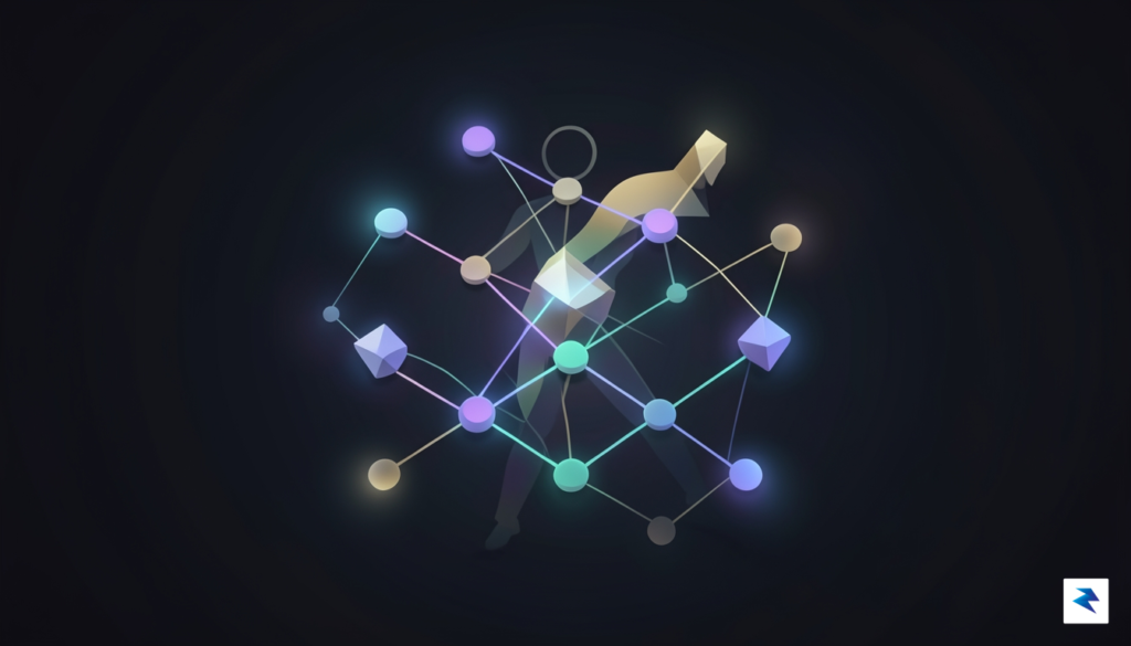 A modern, minimalist digital illustration showing a complex, glowing network&hellip;