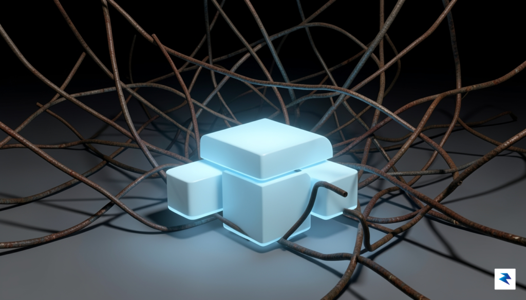 A conceptual digital illustration showing a clean, modular structure of&hellip;