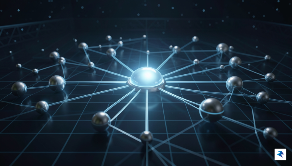 A digital archival workspace showing a complex network of interconnected&hellip;