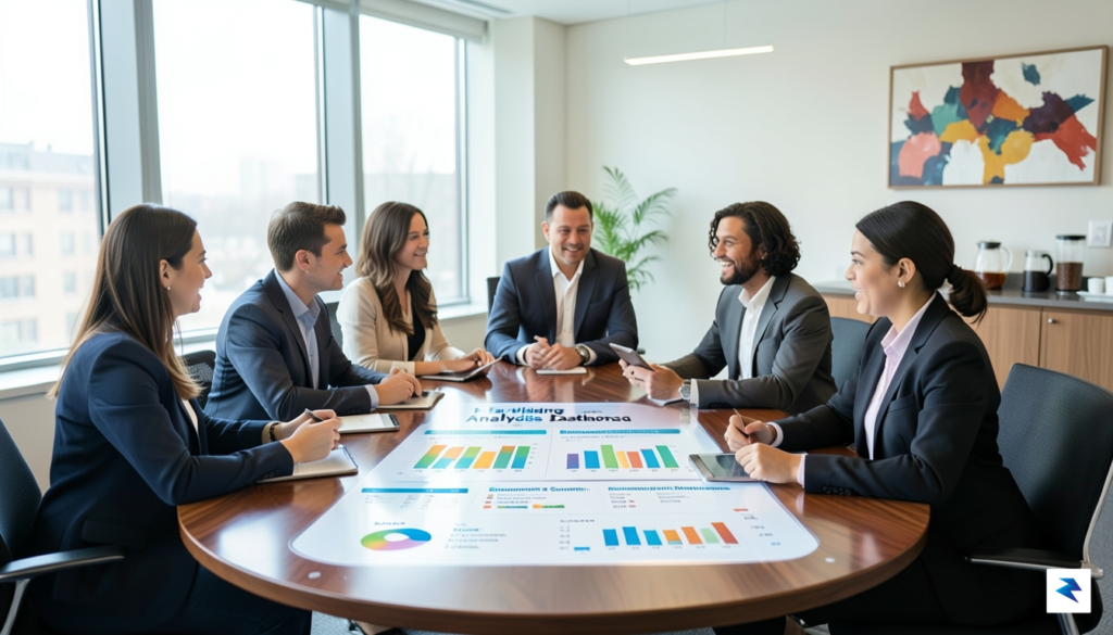 A diverse group of HR professionals sitting around a conference…