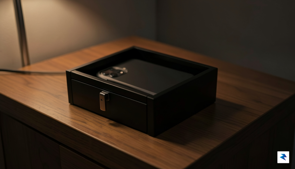 A conceptual, high-contrast photograph showing a smartphone encased in a&hellip;