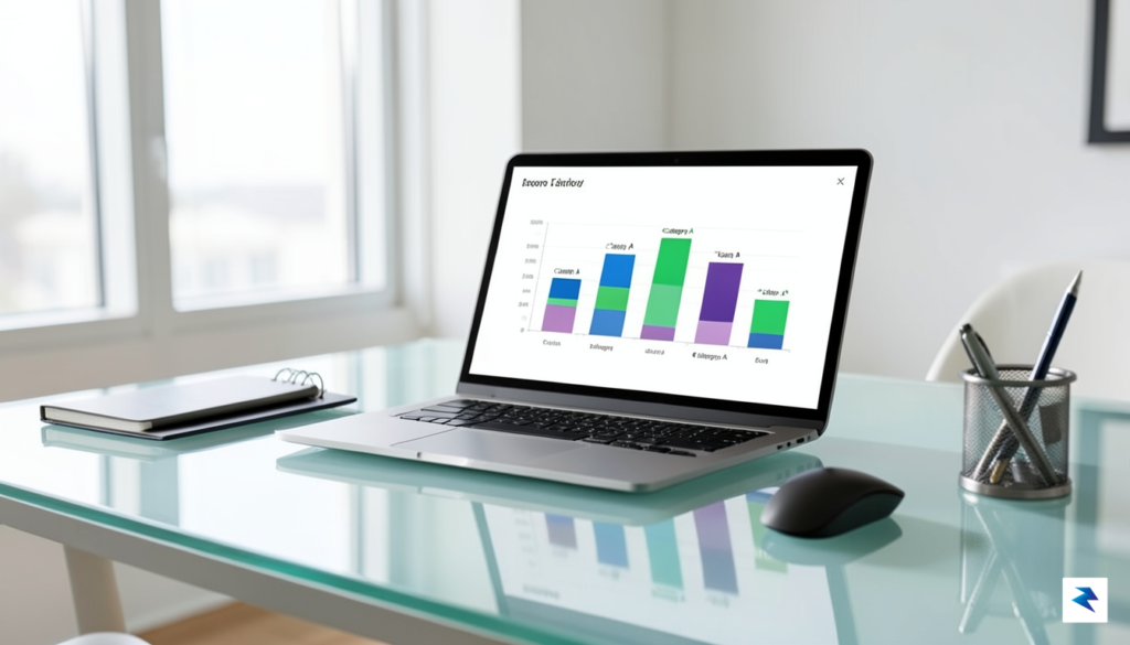 A clean, organized workspace showing a digital data visualization of&hellip;