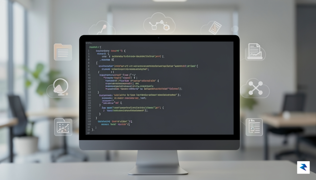 A clean, minimalist computer terminal screen showing lines of code…