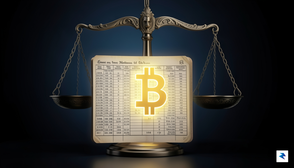 A digital illustration showing a complex financial ledger merging with…