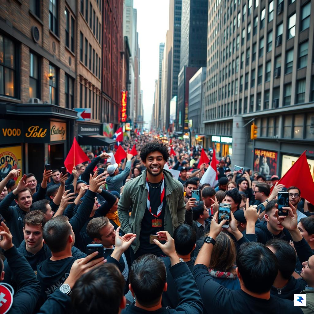 A high-angle, cinematic shot of a crowded New York City&hellip;