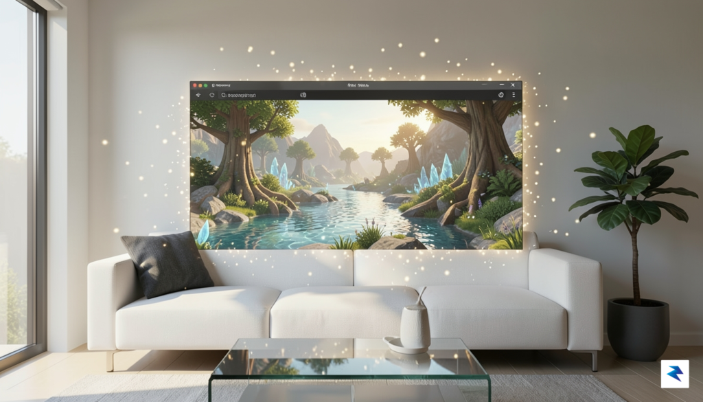 A conceptual digital art piece showing a sleek, futuristic web&hellip;