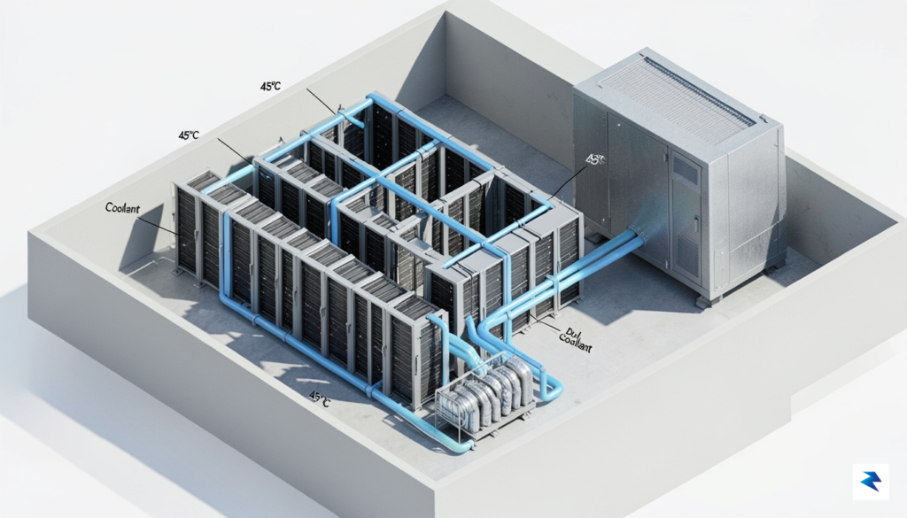 A 3D isometric cutaway diagram of a data center cooling&hellip;