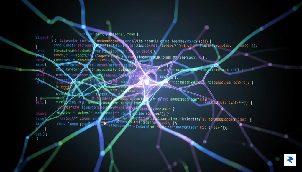 A digital illustration showing a futuristic, glowing neural network overlaying&hellip;