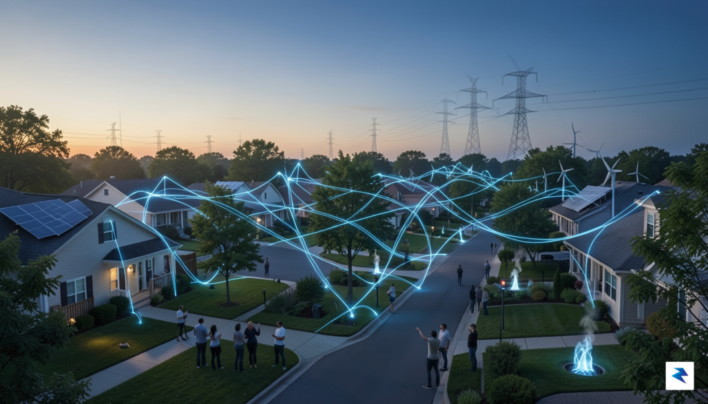 A conceptual digital illustration showing a suburban neighborhood connected by&hellip;