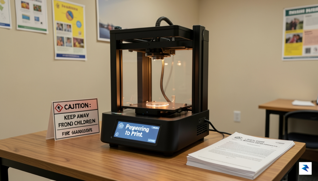 A modern 3D printer sitting on a desk in a&hellip;