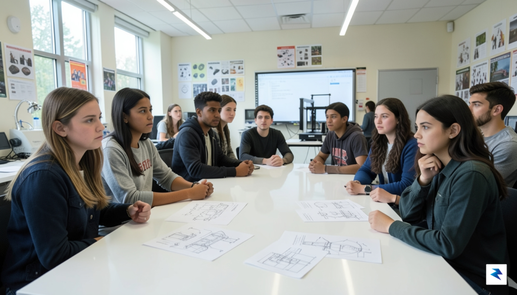 A diverse group of high school students in a modern&hellip;