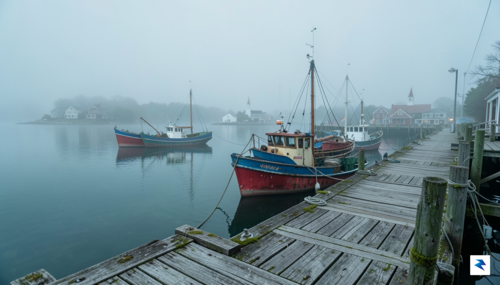 A wide-angle, atmospheric shot of a foggy morning at a&hellip;
