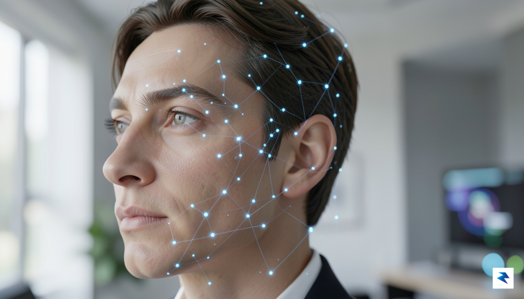 A close-up digital visualization showing a smart camera identifying a&hellip;