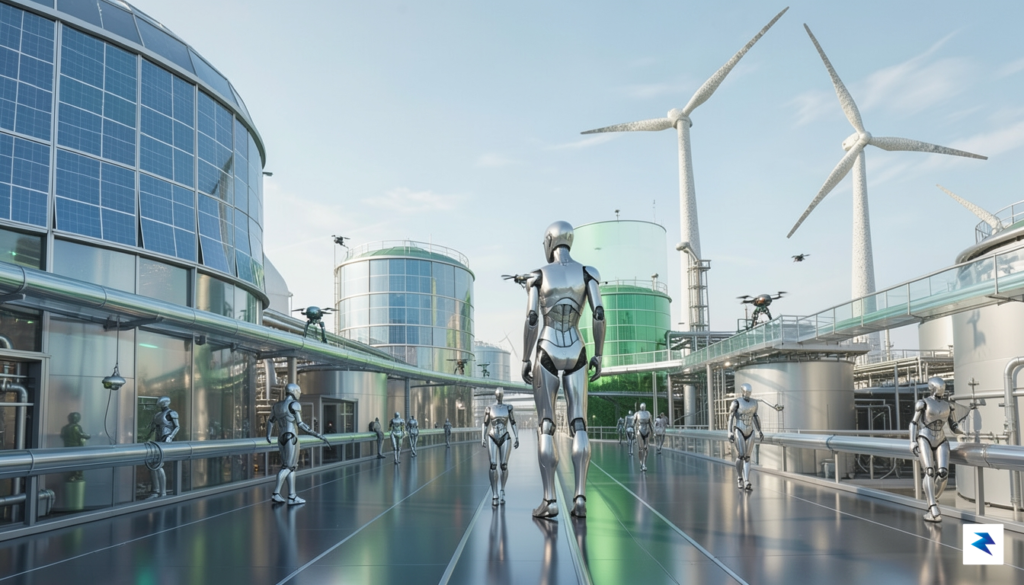 A modern, high-tech facility showing a fusion of green energy&hellip;