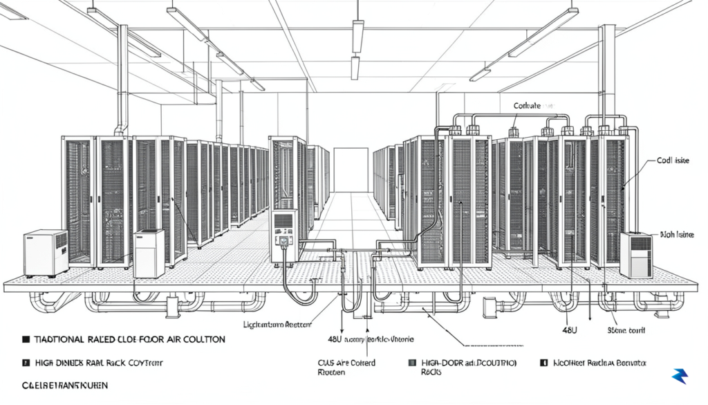 A cross-section diagram of a modern data center floor showing&hellip;