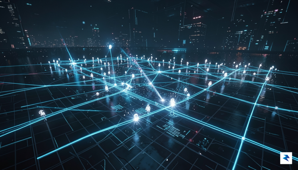 A futuristic, conceptual visualization of a digital, glowing network infrastructure&hellip;