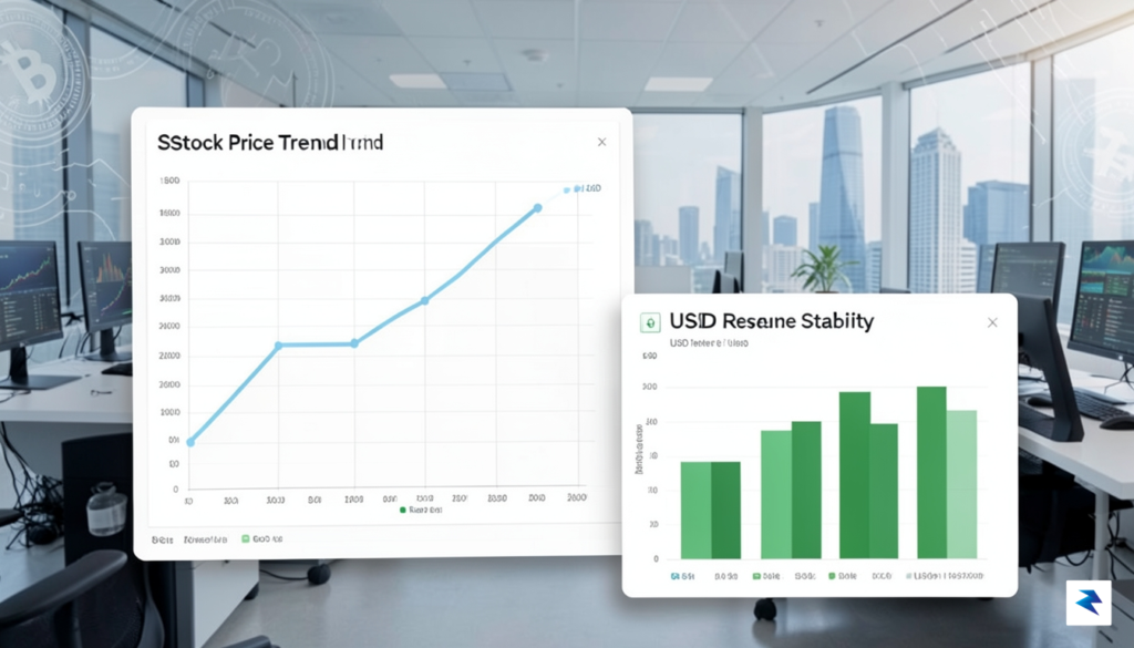 A financial dashboard showing a graph with an upward trend&hellip;