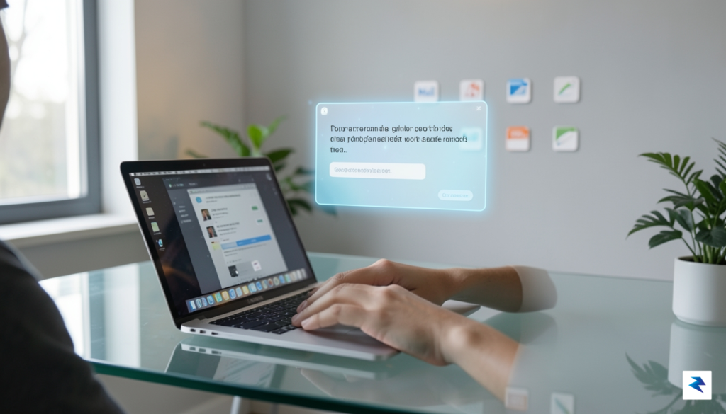 A sleek, modern workspace showing a user typing a natural&hellip;