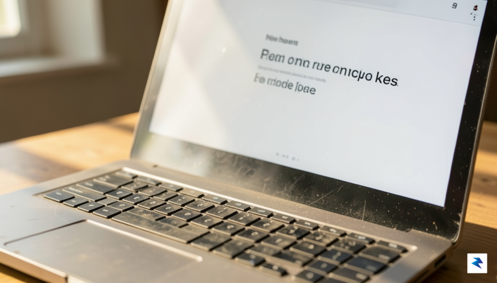A close-up shot of an older, well-loved laptop screen displaying&hellip;