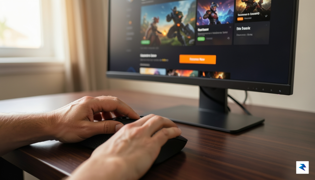 A close-up shot of a user's hands using a computer&hellip;