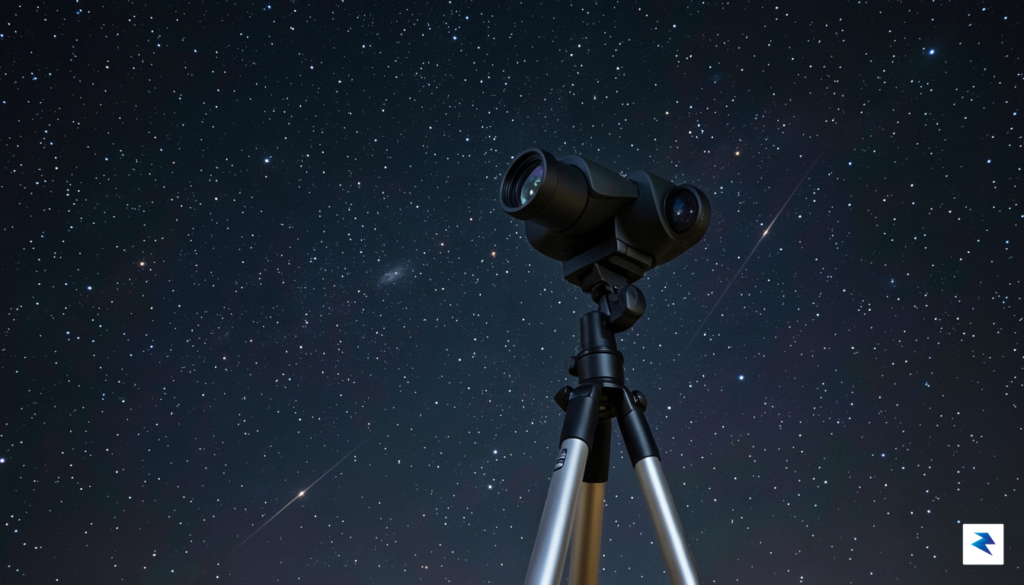 A pair of 10x50 binoculars mounted on a sturdy tripod,&hellip;