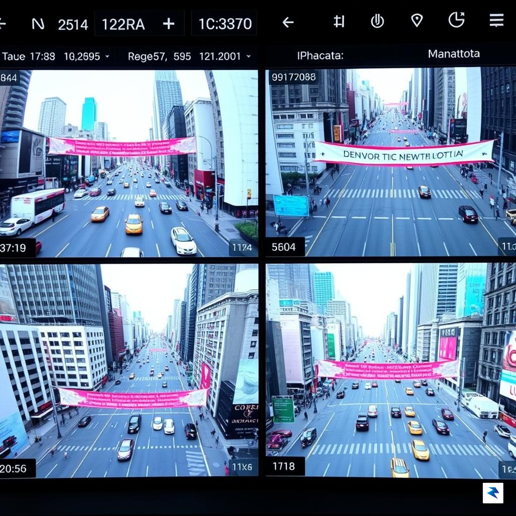 A digital dashboard showing a grid of multiple live video&hellip;