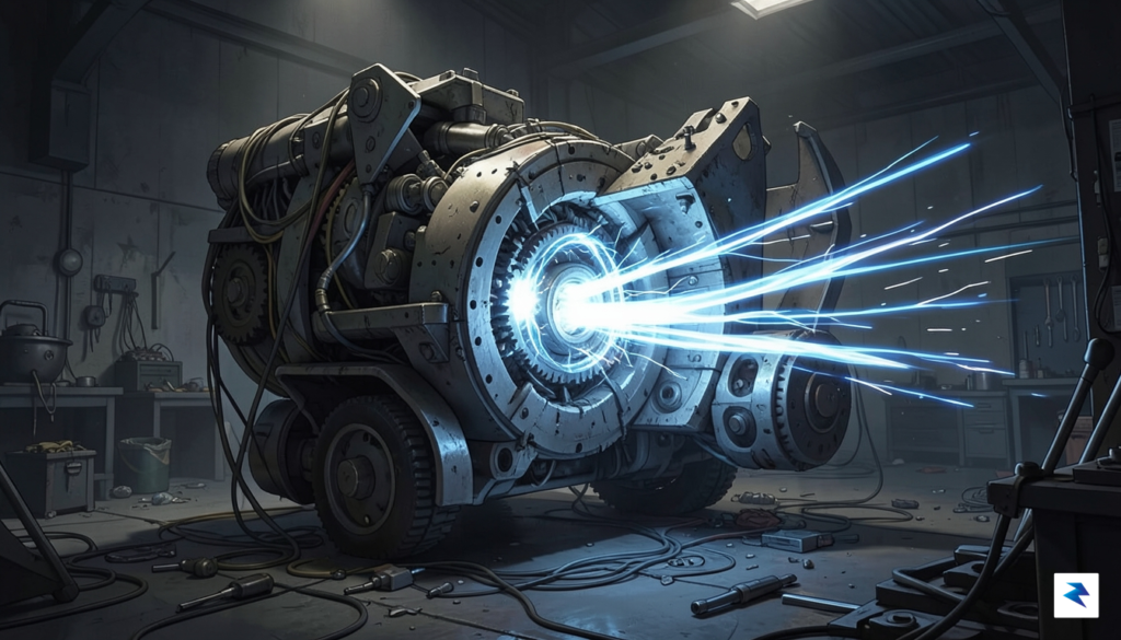 A conceptual illustration showing a heavy, complex machine being stripped&hellip;