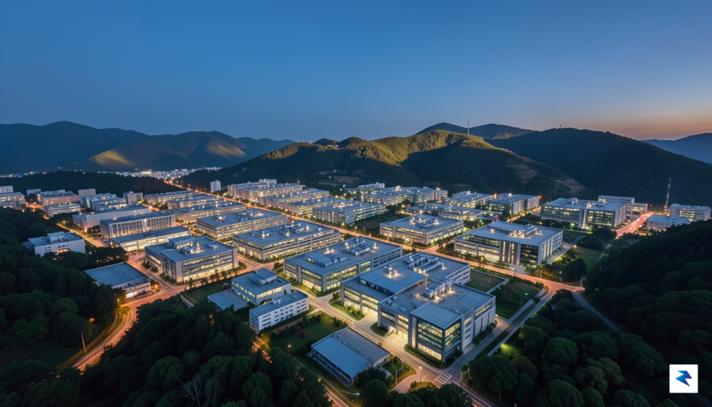 A wide-angle aerial view of the Hsinchu Science Park at&hellip;