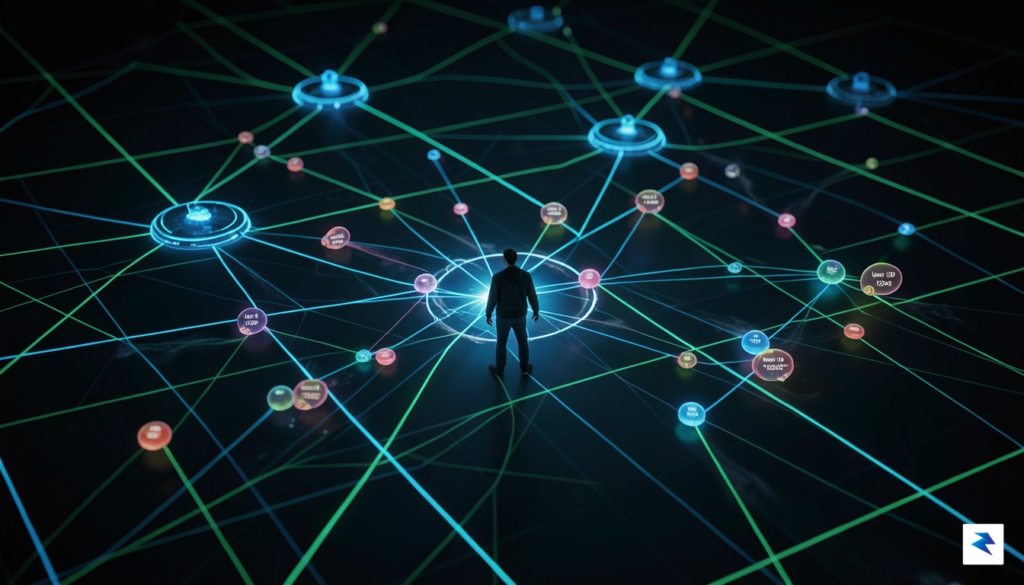 A digital visualization of a person&rsquo;s data points being disconnected&hellip;