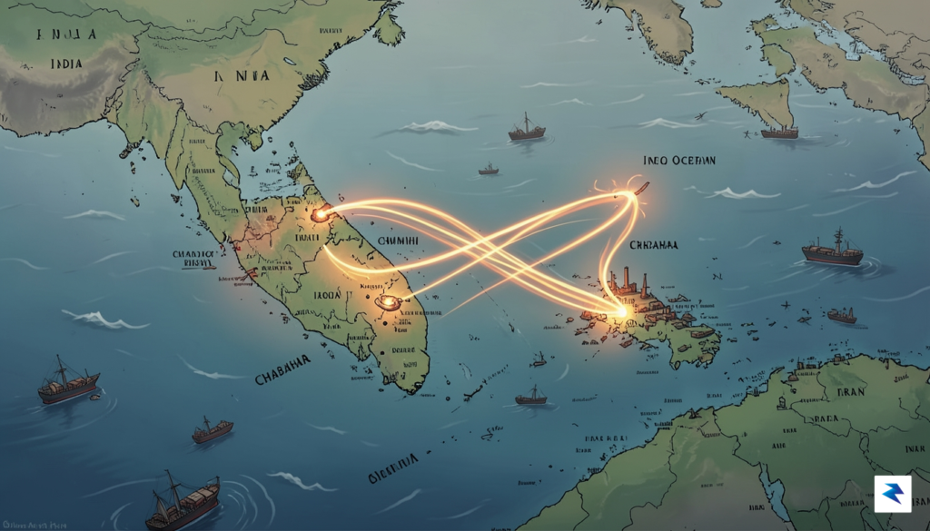 A conceptual illustration showing a map of the Indian Ocean&hellip;