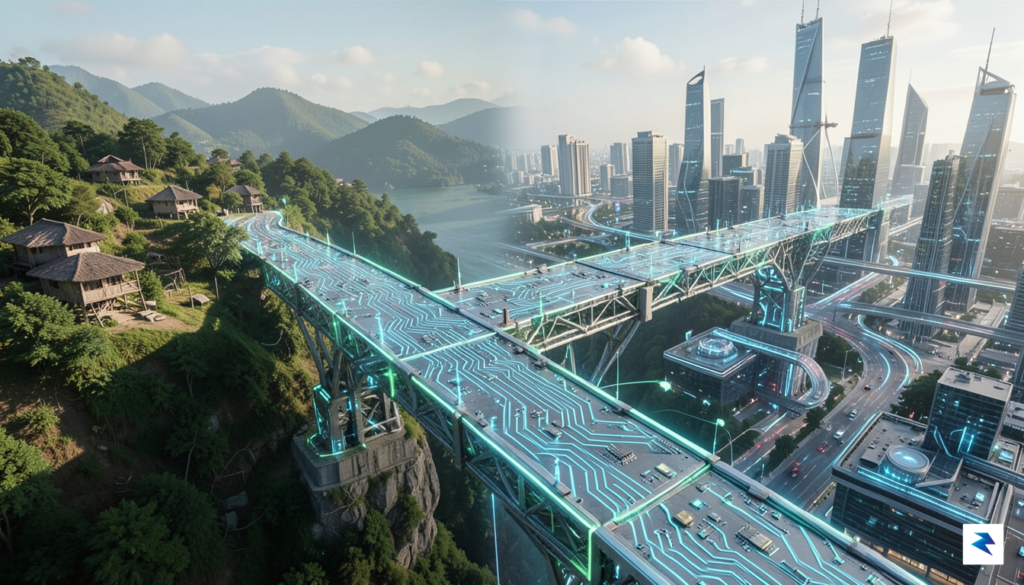 A conceptual digital illustration showing a glowing, intricate circuit board&hellip;