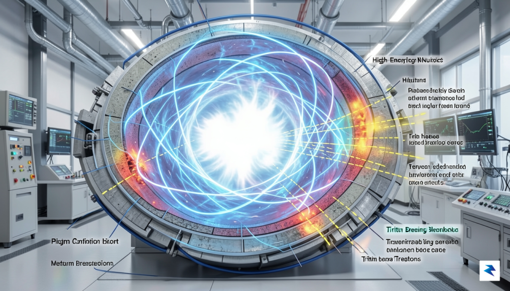 A cross-section diagram of a conceptual fusion reactor showing plasma&hellip;