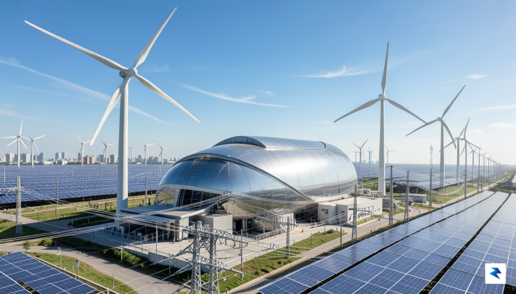 A futuristic fusion power plant seamlessly integrated into a modern&hellip;