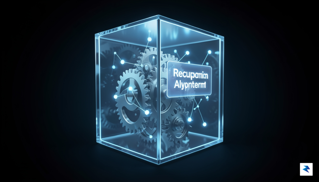 A conceptual digital illustration of a glowing, transparent glass box&hellip;