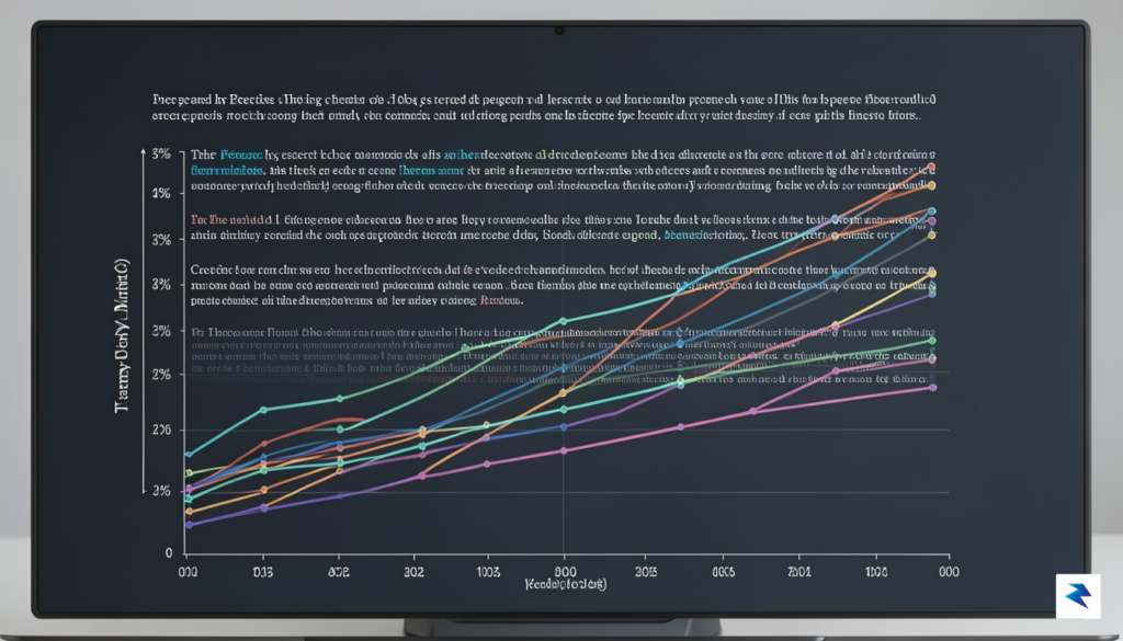 A digital data visualization screen showing a complex line graph&hellip;