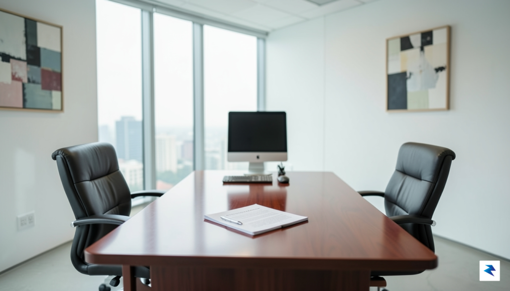 A modern, minimalist office environment with a professional setting, featuring&hellip;