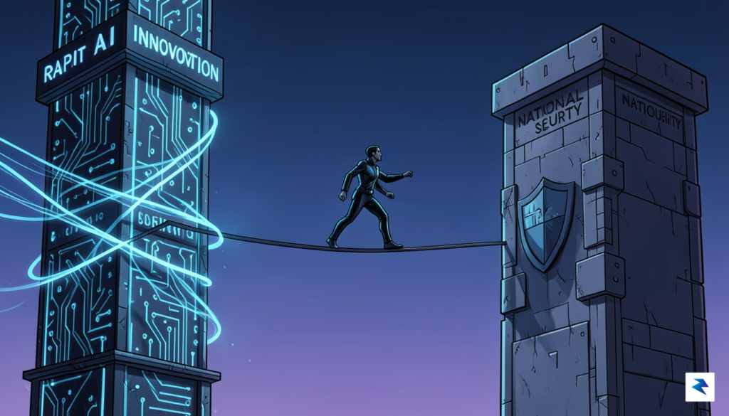 A stylized image depicting a tightrope walker balancing between two&hellip;