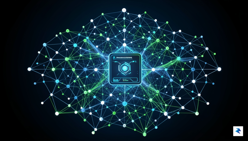 A conceptual digital visualization showing a complex web of interconnected&hellip;