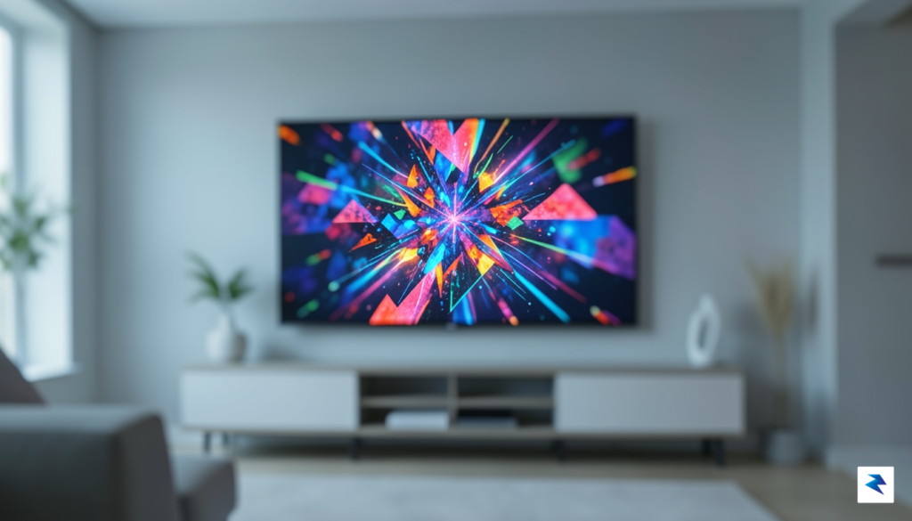 A modern living room scene where a large flat-screen TV&hellip;