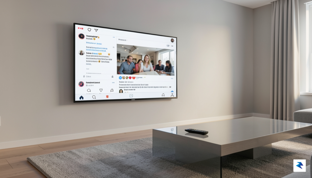 A sleek, modern living room setup showing a large television&hellip;