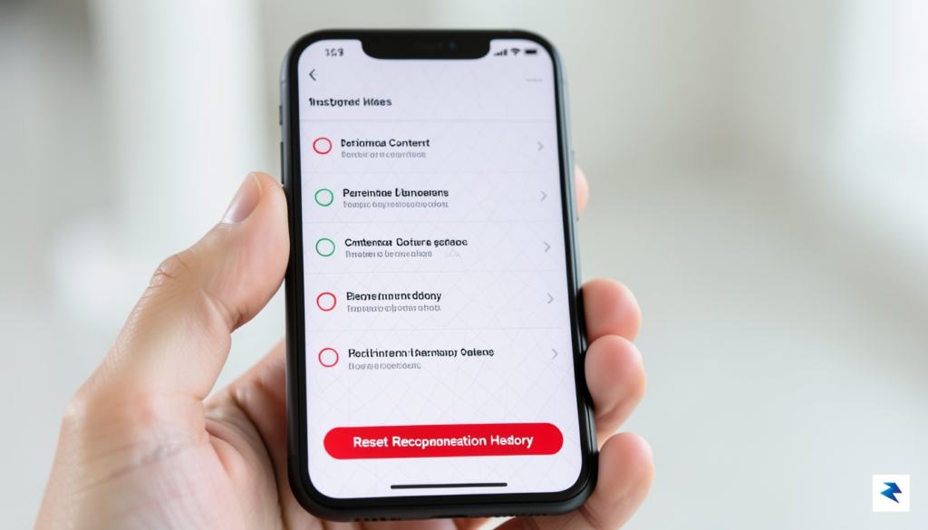 A close-up mobile phone interface showing a sleek settings menu&hellip;