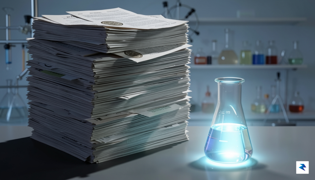 A conceptual illustration showing a massive, towering stack of government&hellip;