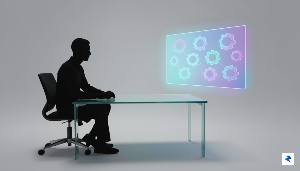 A modern, minimalist illustration showing a human silhouette sitting across&hellip;