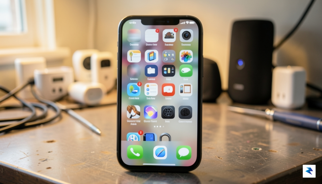 A close-up photograph of a smartphone screen displaying multiple smart&hellip;