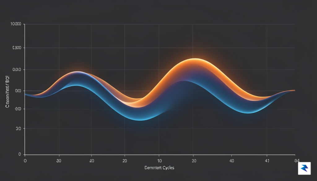 A technical visualization showing a stylized, undulating wave graph representing&hellip;