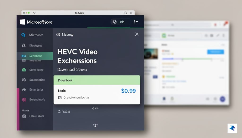 A close-up screenshot of the Microsoft Store showing the HEVC&hellip;