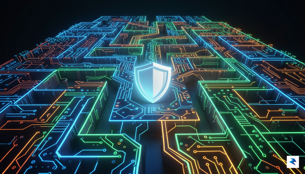 A conceptual digital illustration showing a complex maze made of&hellip;