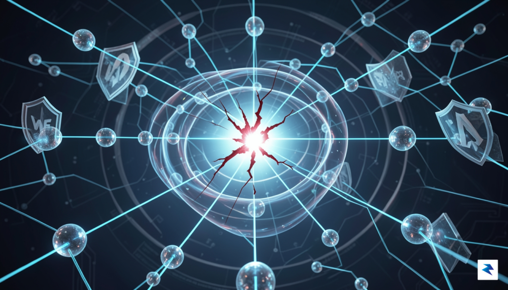 A conceptual digital visualization showing a complex web of interconnected&hellip;